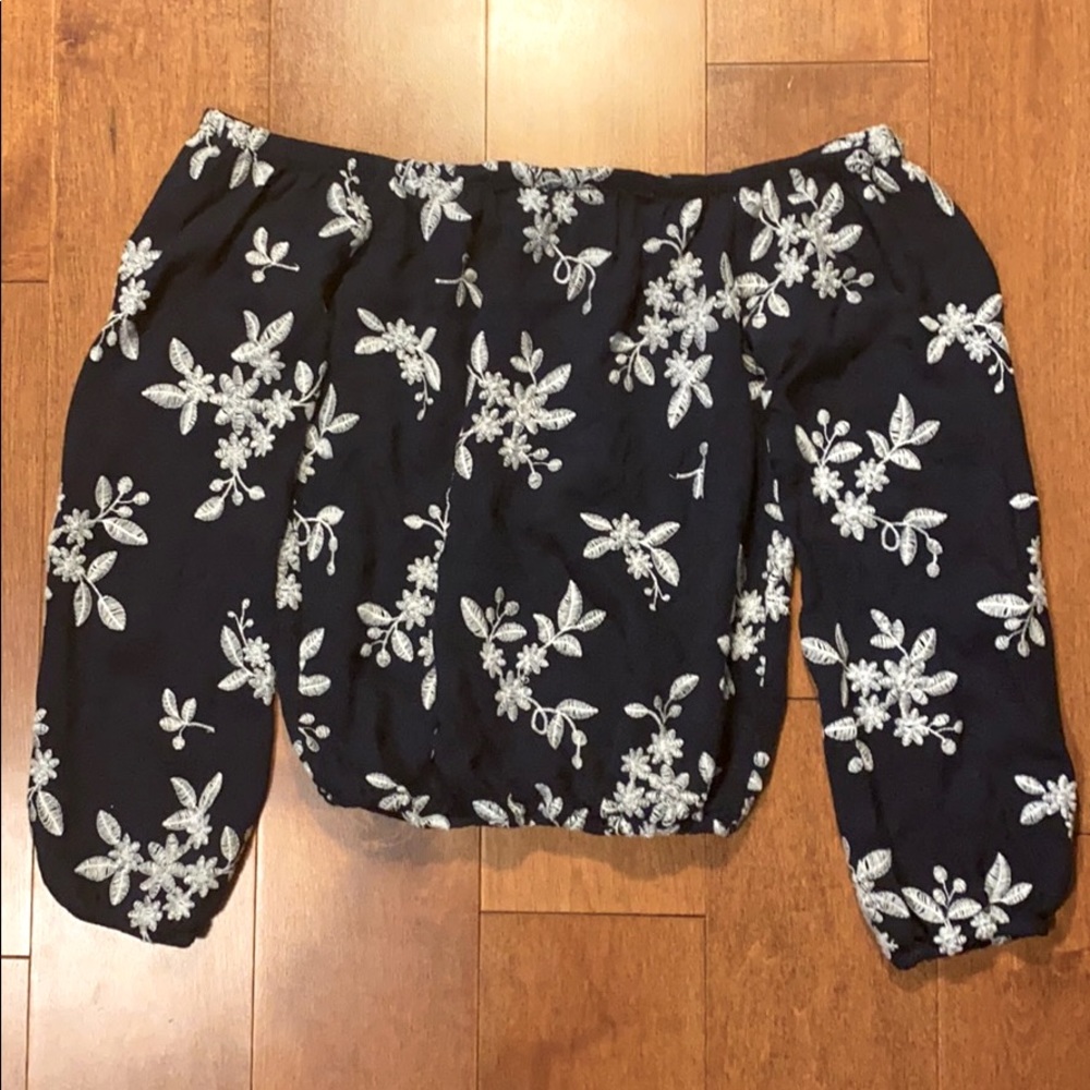Aeropostale Navy Blue Off the Shoulder Top